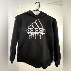 Adidas Black Hoodie with Pink and White Logo size medium